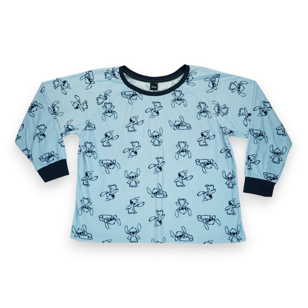 Disney Sleepwear Pullover Top Womens XL Blue Fleece Stitch Lounge Pajama